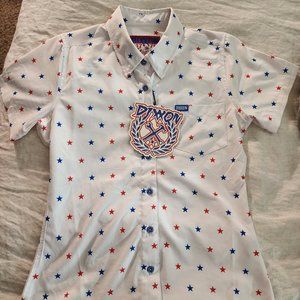 women's DIXXON The 1776 Short Sleeve PARTY Shirt - Size SMALL